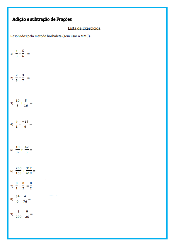 40 Exercícios Resolvidos de Adição e Subtração de Frações - Hevelly...