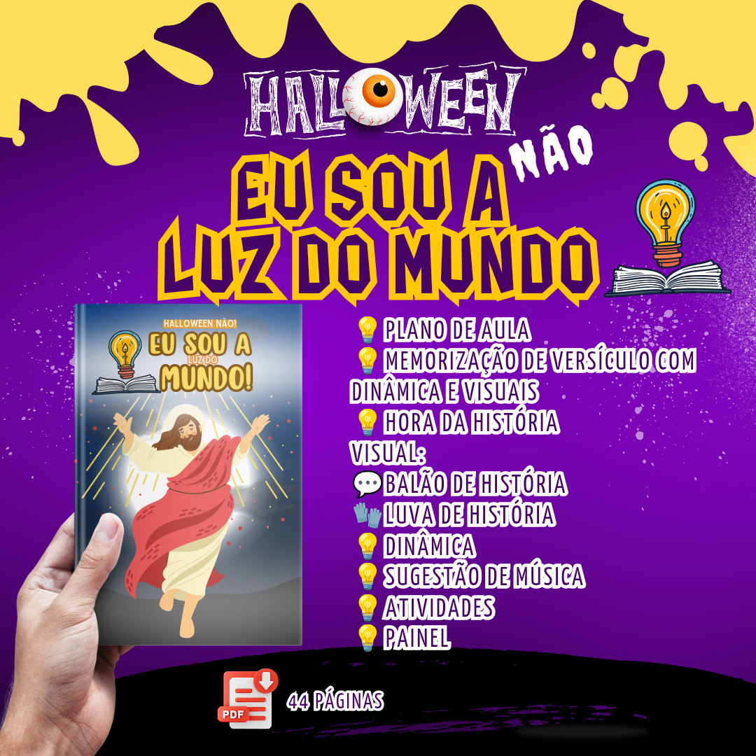 Imagem de capa para o Ebook HALLOWEEN NAO 🚫 EU SOU A LUZ DO MUNDO 📖🕯️