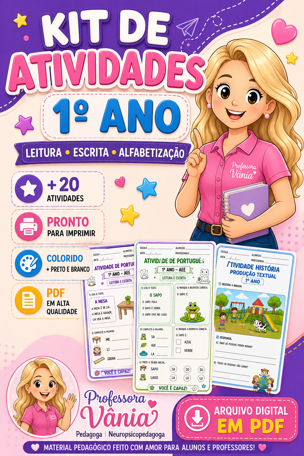 Kit de Atividades 1º Ano – 20 Atividades - PROFESSORA VÂNIA | Hotmart