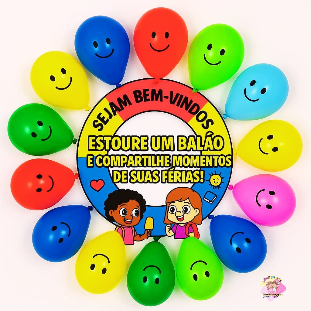 Painel parede estoure um balão e atividades volta as aulas 💜