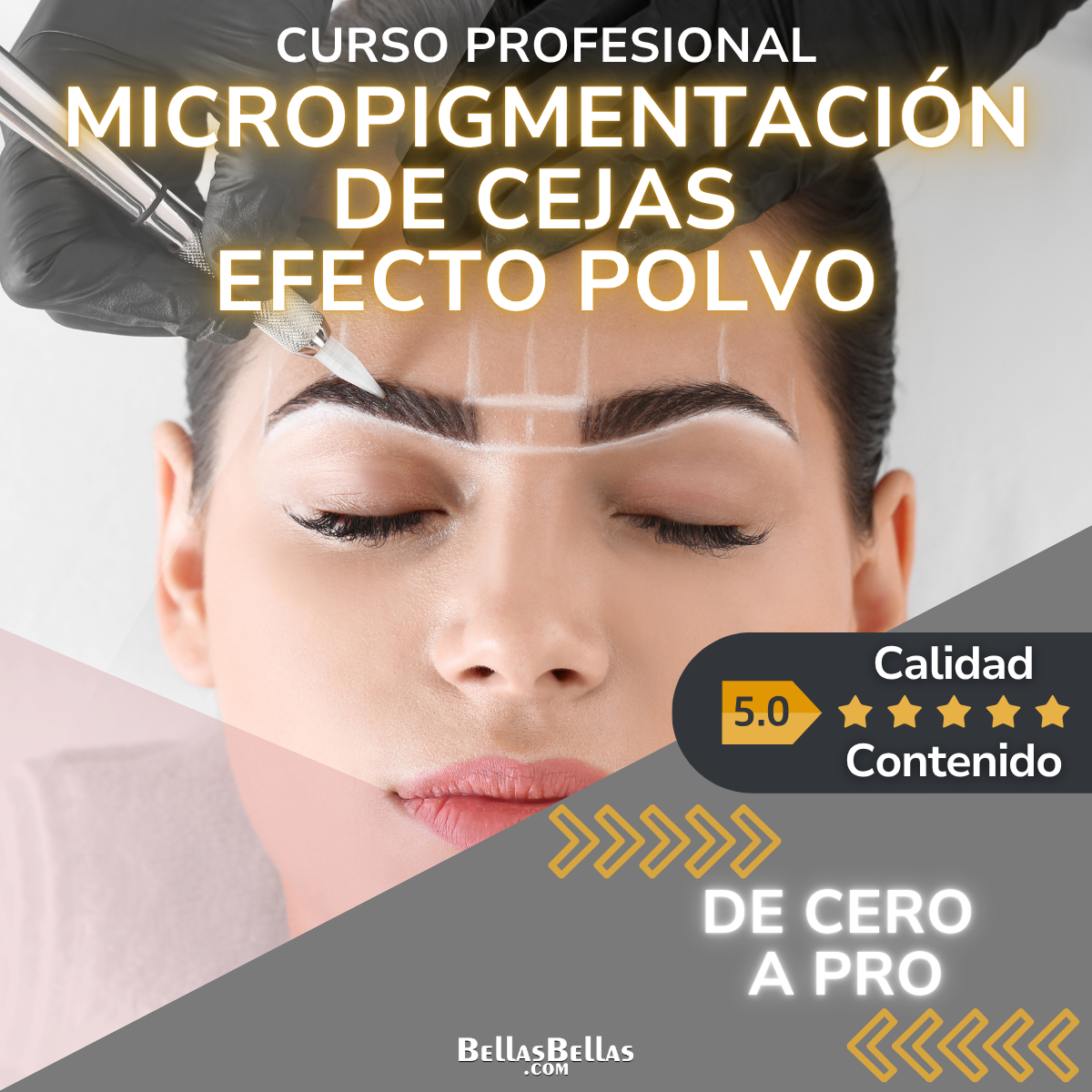 Imagen de portada para Curso online MICROPIGMENTACIÓN DE CEJAS EFECTO POLVO - bellasbellas.com BELLAS BELLAS