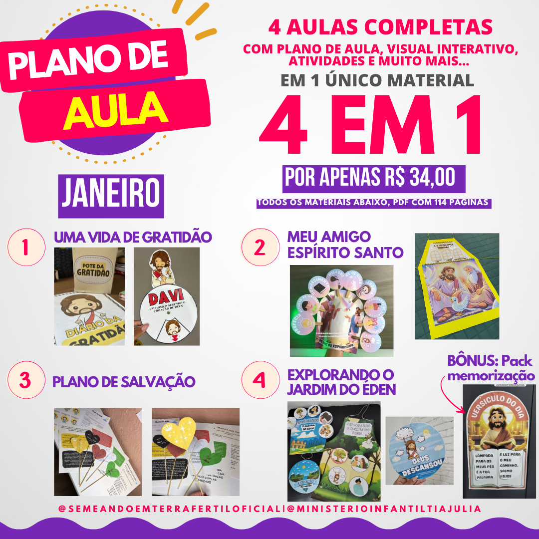 Imagem de capa para o Ebook PLANO MENSAL PARA JANEIRO 📝 MINISTÉRIO INFANTIL 🌟 EBD KIDS