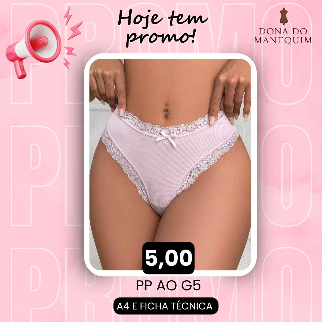 MOLDE CALCINHA FIO DENTAL COM RENDA
