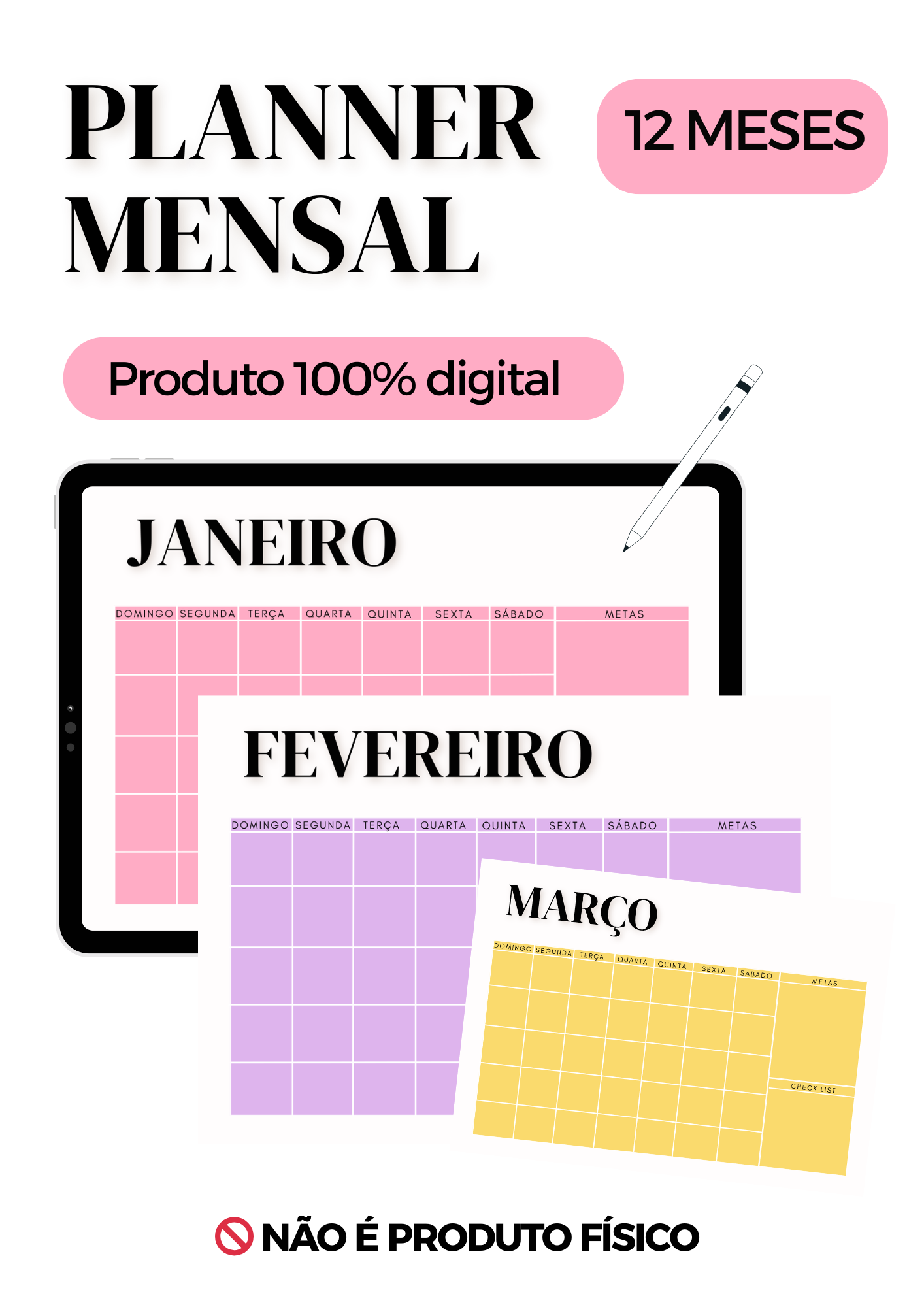 Bloom Planner Mensal Digital – 12 Meses para Organizar Sua Rotina