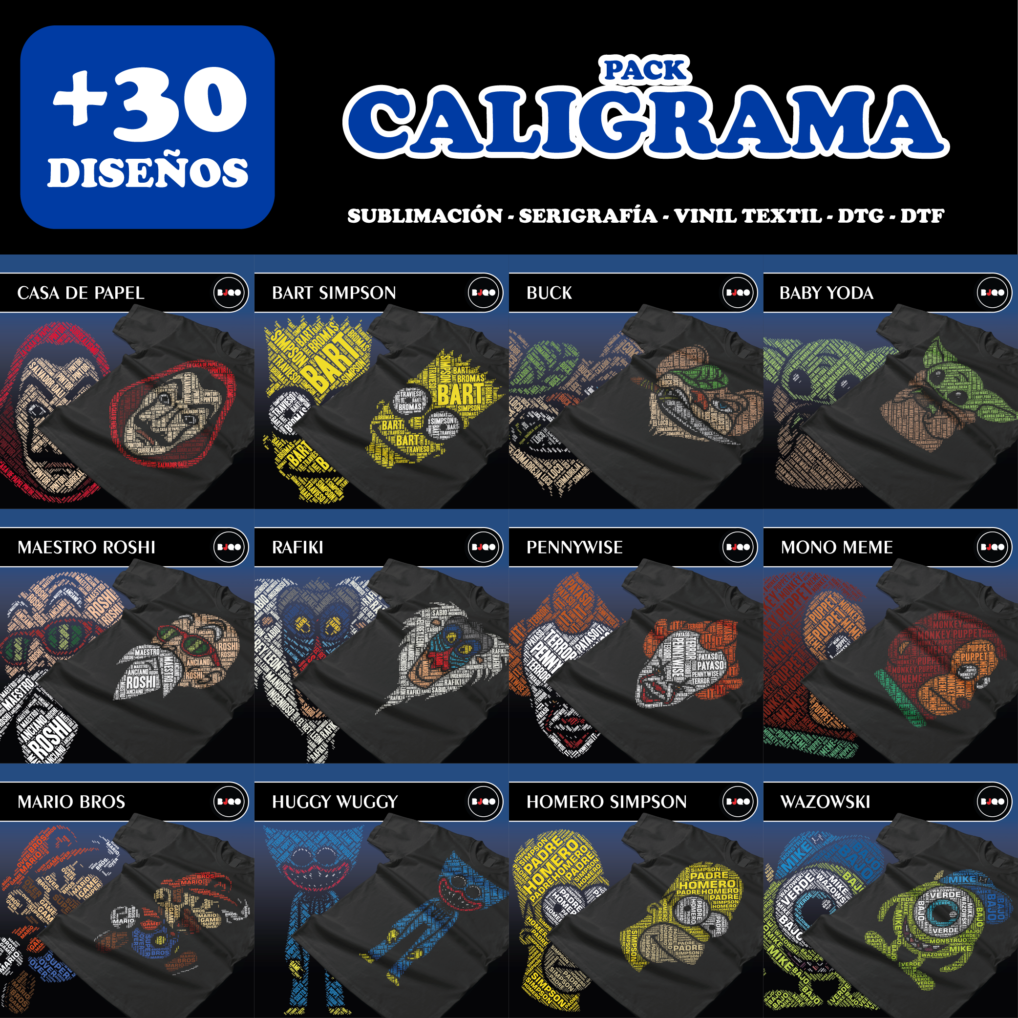 Calligro Bitmap Pack Vectores Caligrama