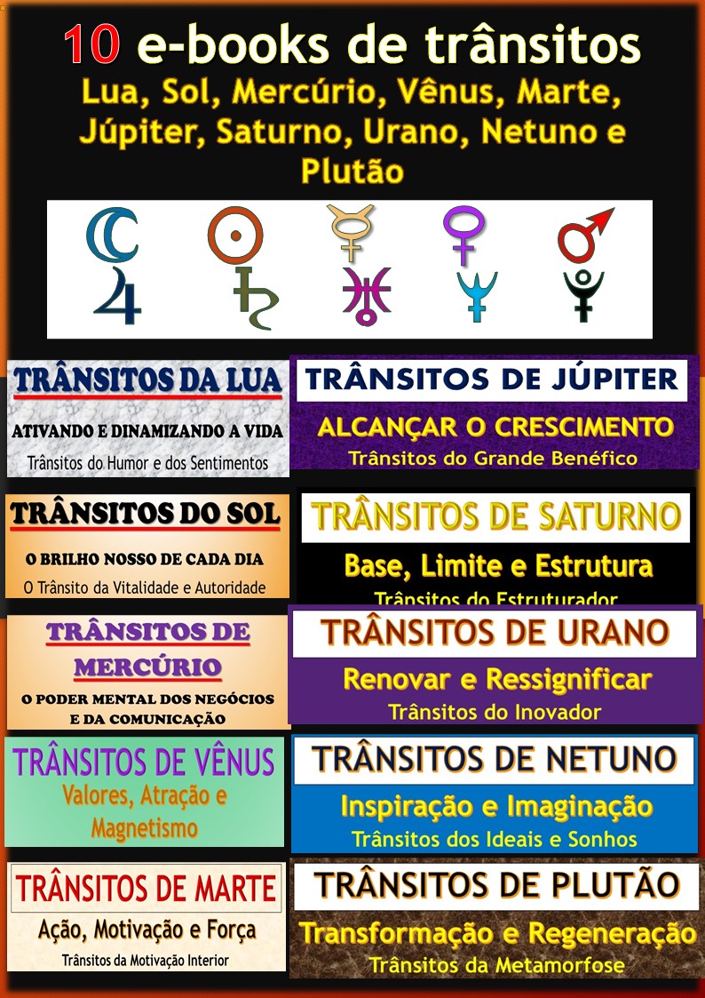 Coleção: O Trânsito de Lua a Plutão nas Casas e em Aspectos - 10 exemplares de Lua a Plutão