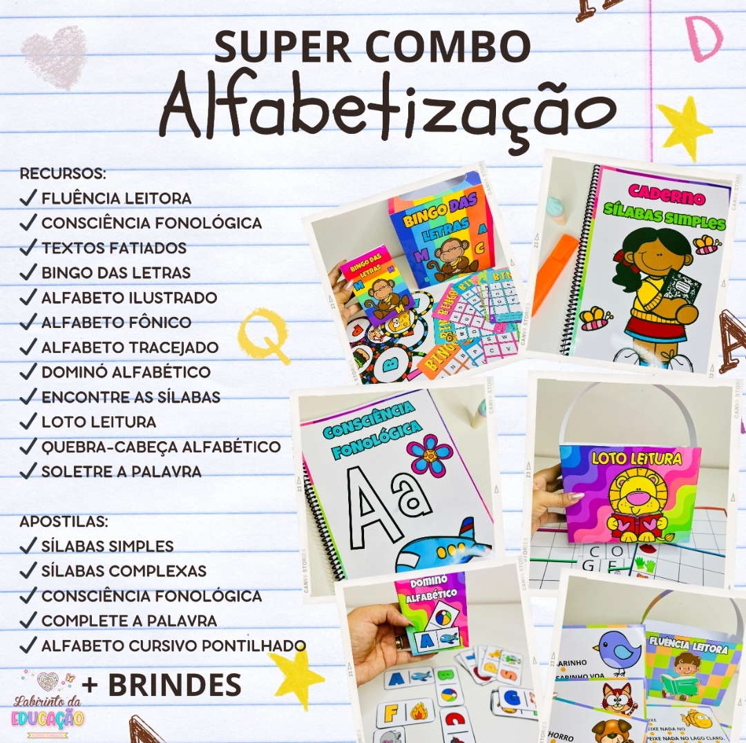 SUPER COMBO ALFABETIZAÇÃO - LABIRINTO DA EDUCAÇÃO | Hotmart