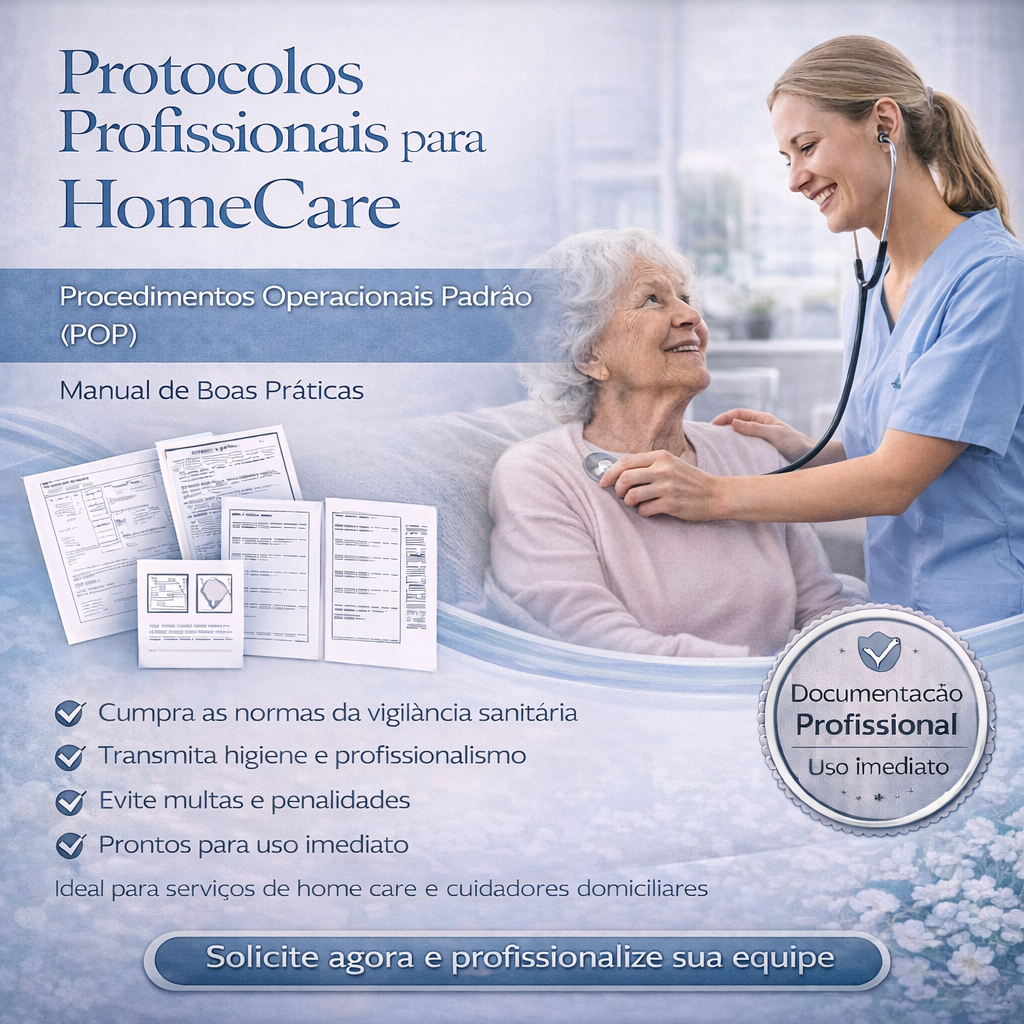 PACK COM 83 DOCUMENTOS: POP'S HOMECARE, MANUAL DE BOAS PRÁTICAS, FICHAS DE AVALIAÇÃO E FICHAS DE CONTROLE