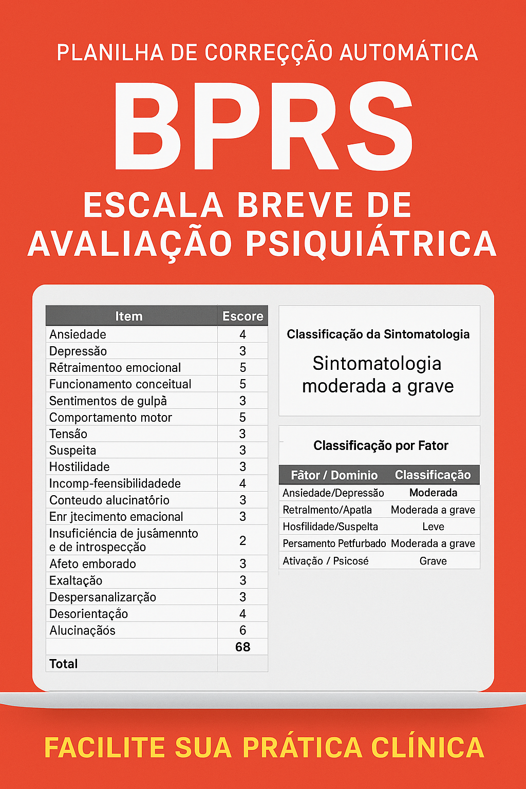 Planilha de Correção BPRS (ESCALA BREVE DE AVALIAÇÃO PSIQUIÁTRICA D...