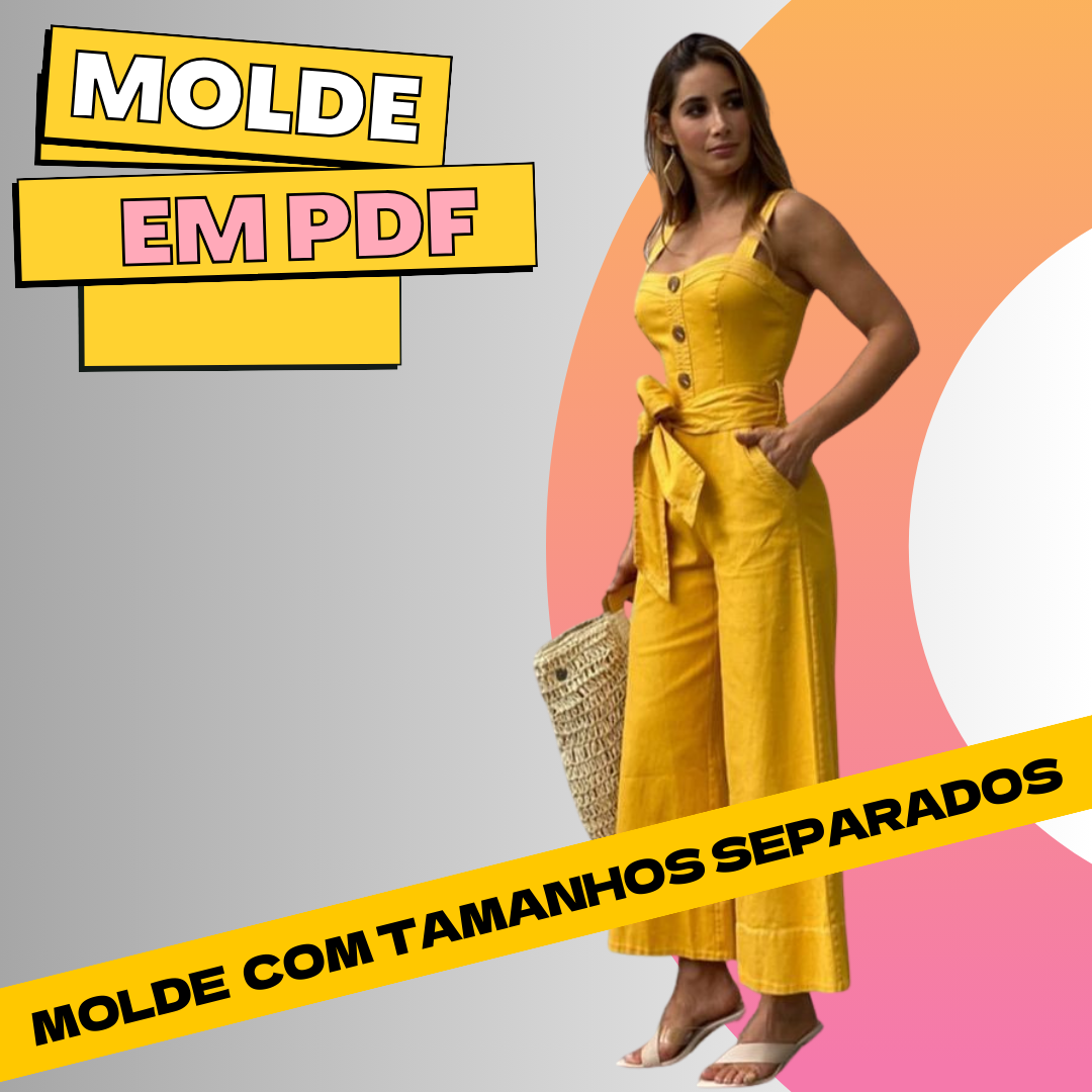 Imagem de capa para o Curso online MOLDE EM PDF - MACACÃO PANTACURT COM FAIXA NA CINTURA.