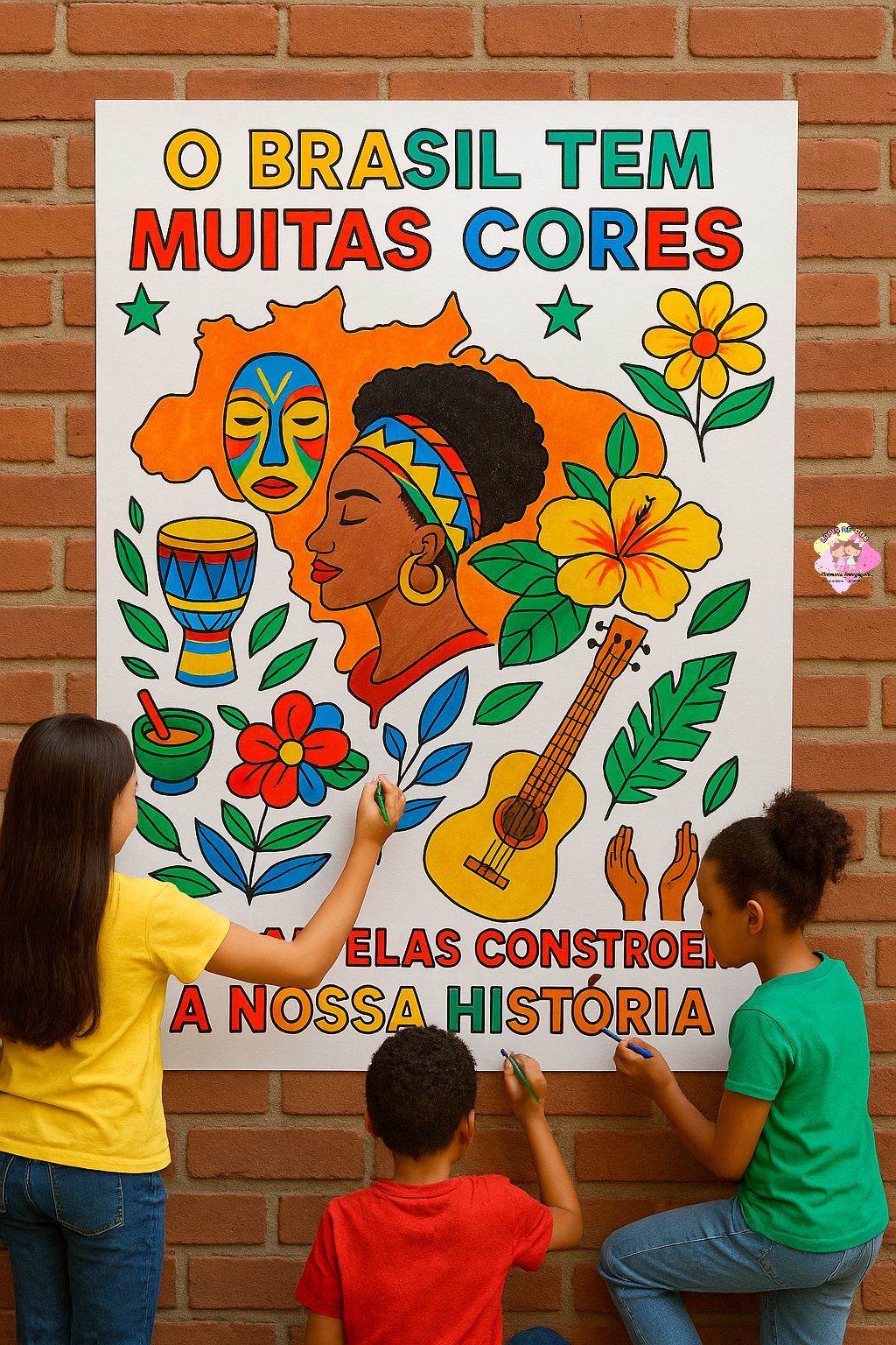 Painel/cartaz para colorir consciência negra (o Brasil tem muitas c...