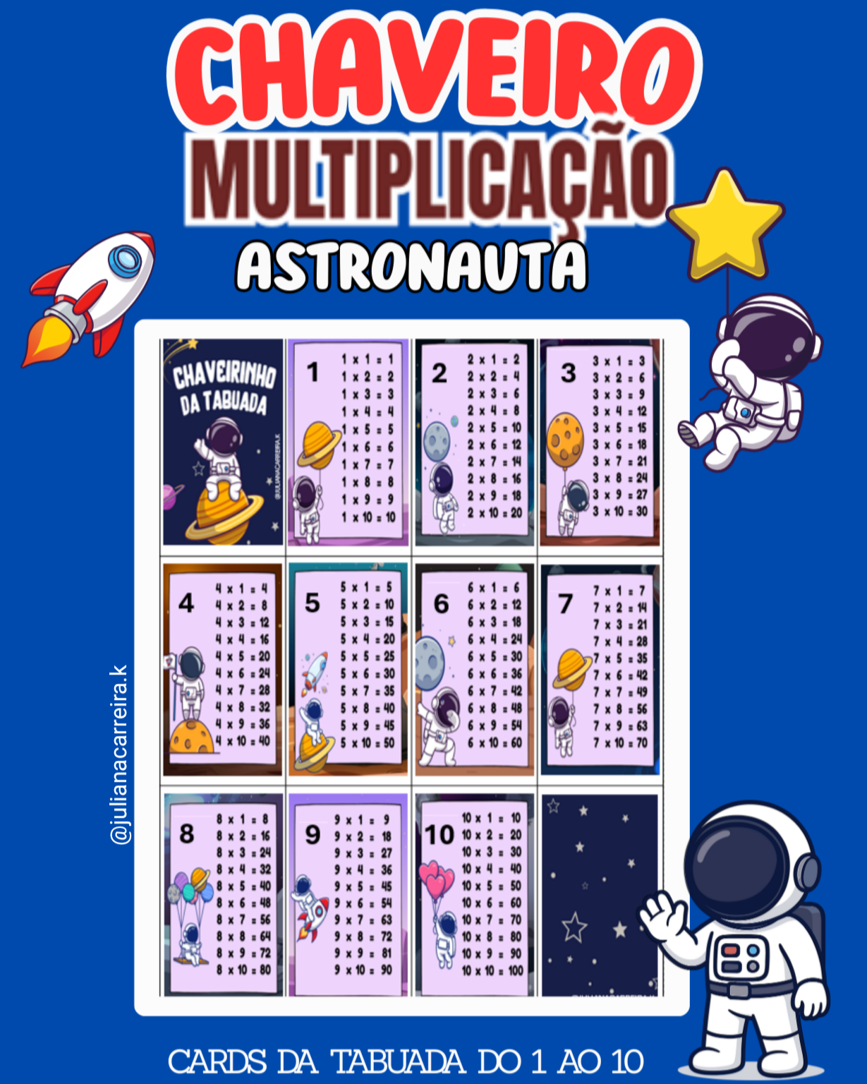Chaveiro da Multiplicação – Astronauta
