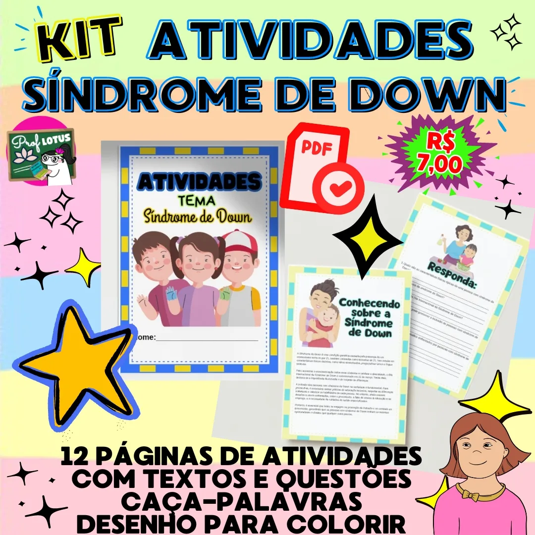 KIT ATIVIDADES SÍNDROME DE DOWN - Prof Lotus | Hotmart