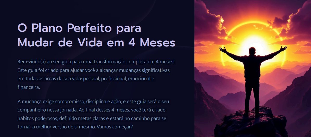 O Plano Perfeito para Mudar de Vida em 4 Meses