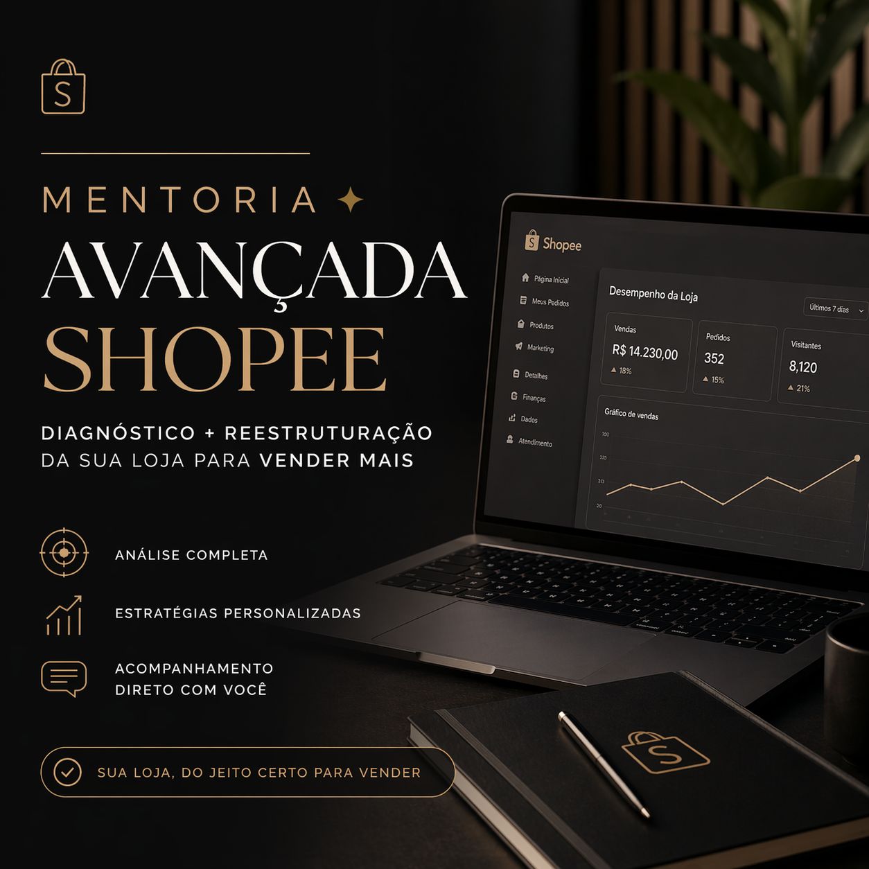 Mentoria Avançada Shopee - Diagnóstico + Reestruturação da Sua Loja para Vender Mais