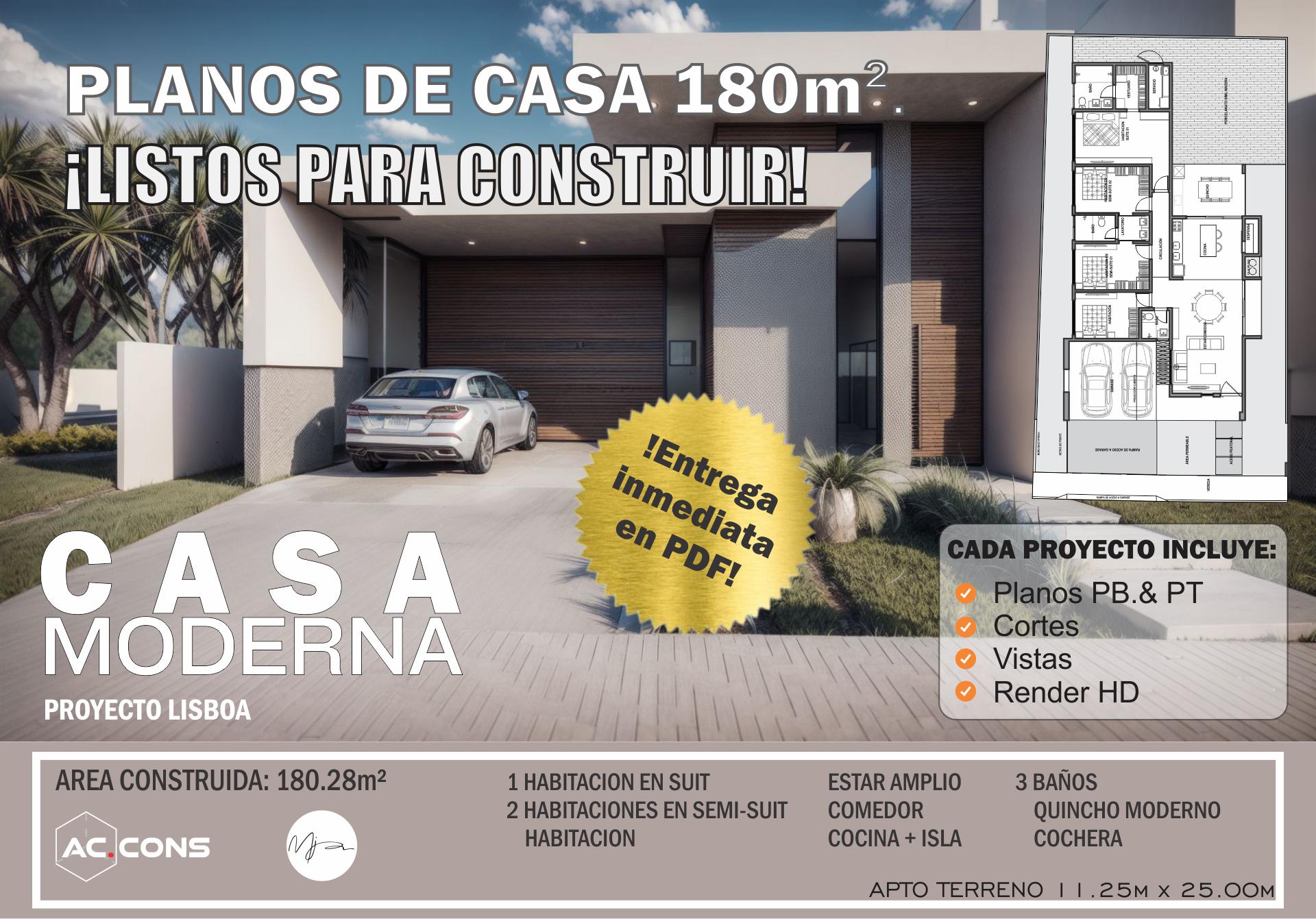 Planos casa moderna 180m2 - PDF entrega inmediata | Hotmart