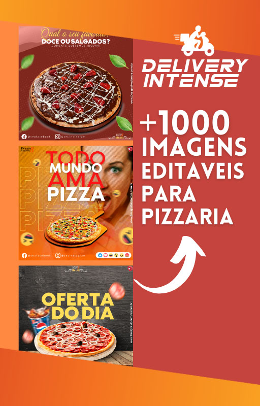 Pack de +1000 Artes Editáveis para Pizzaria no Canva, Photoshop e Corel