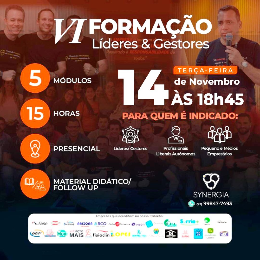 Imagem de capa para o Evento presencial VI FLG - FORMAÇÃO LÍDERES & GESTORES