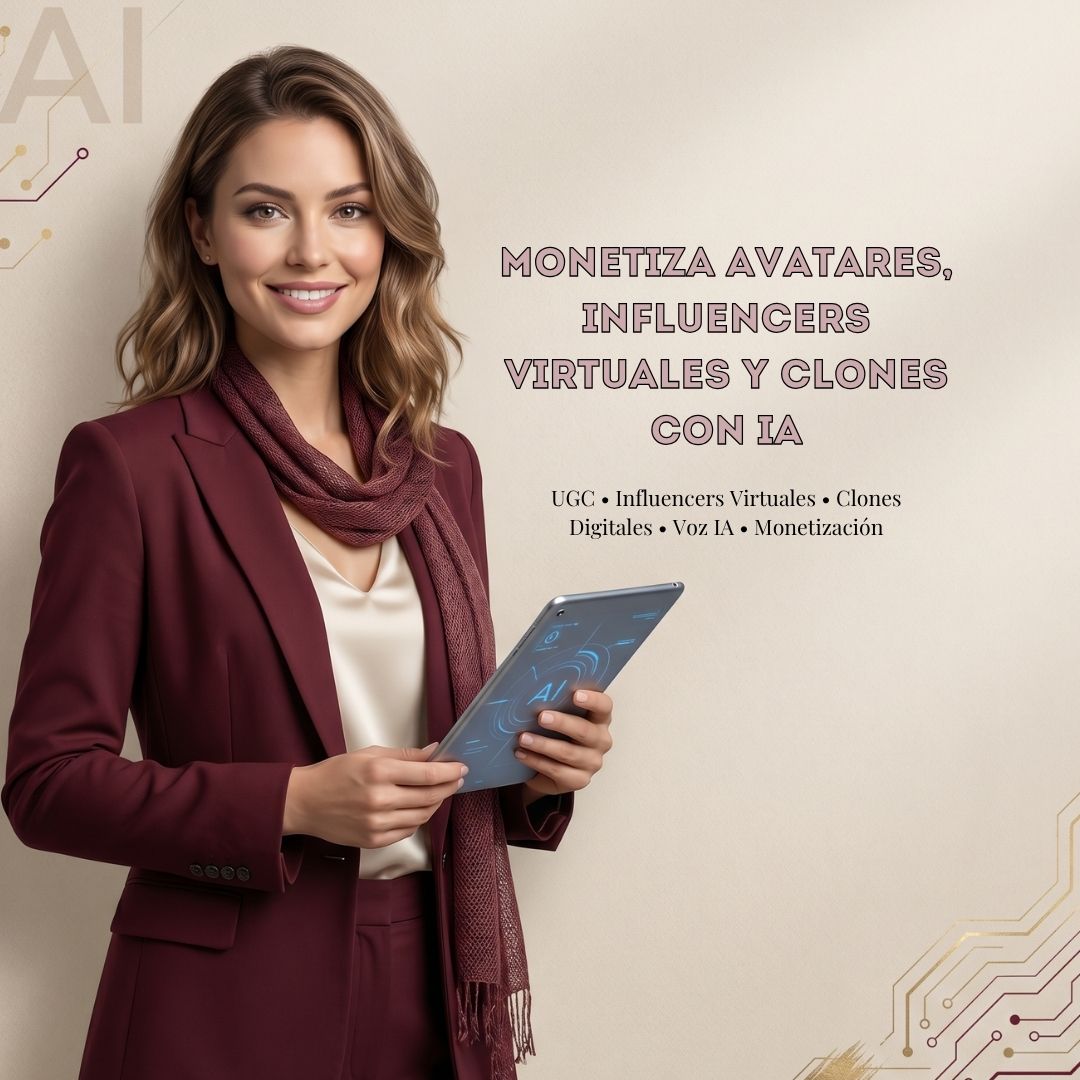 APRENDE A MONETIZAR AVATARES, INFLUENCERS VIRTUALES Y CLONES CON IA