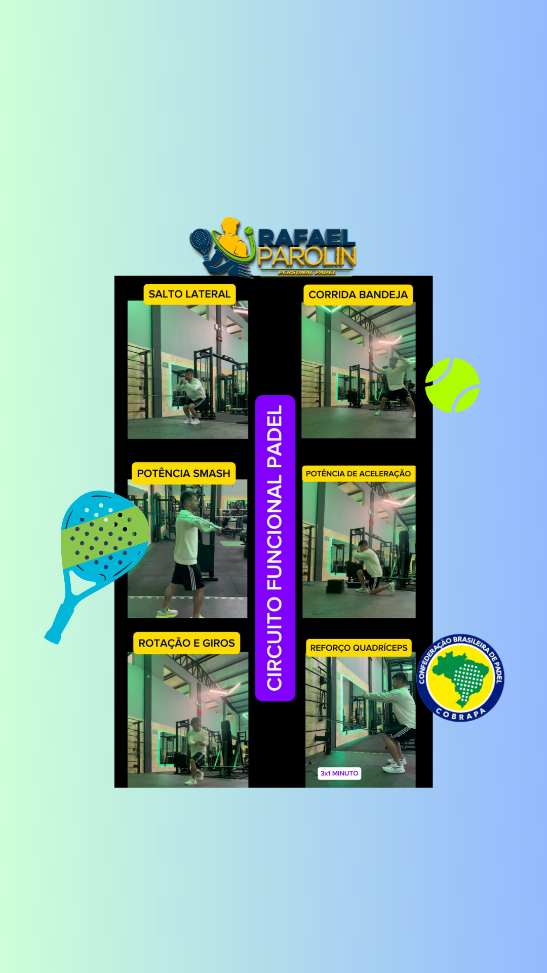 TREINO FUNCIONAL PADEL COMPLETO - NÍVEL 1 - Rafael de Souza Parolin...