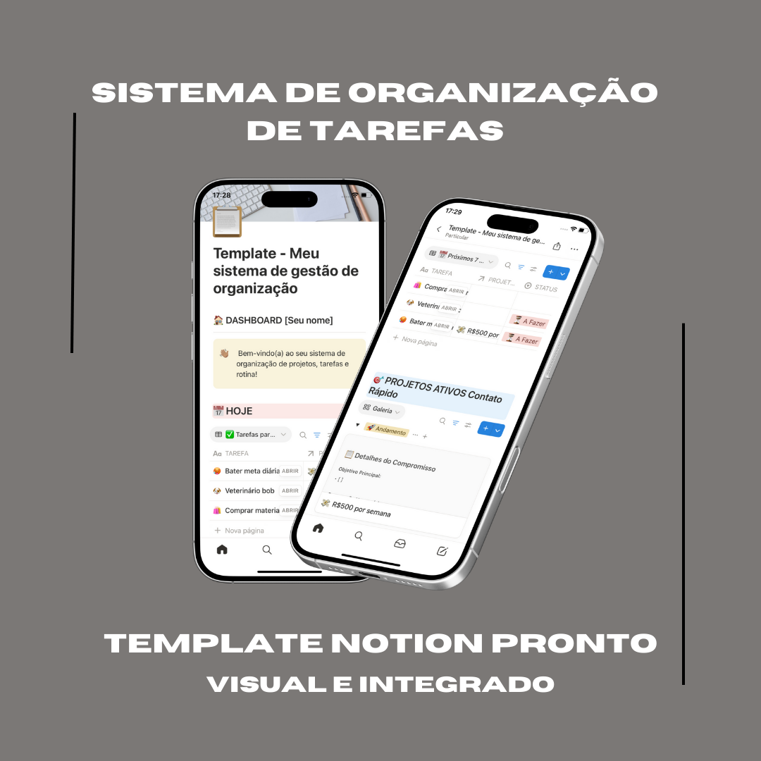 TEMPLATE NOTION PRONTO- SISTEMA DE ORGANIZAÇÃO DE TAREFAS- visual e...