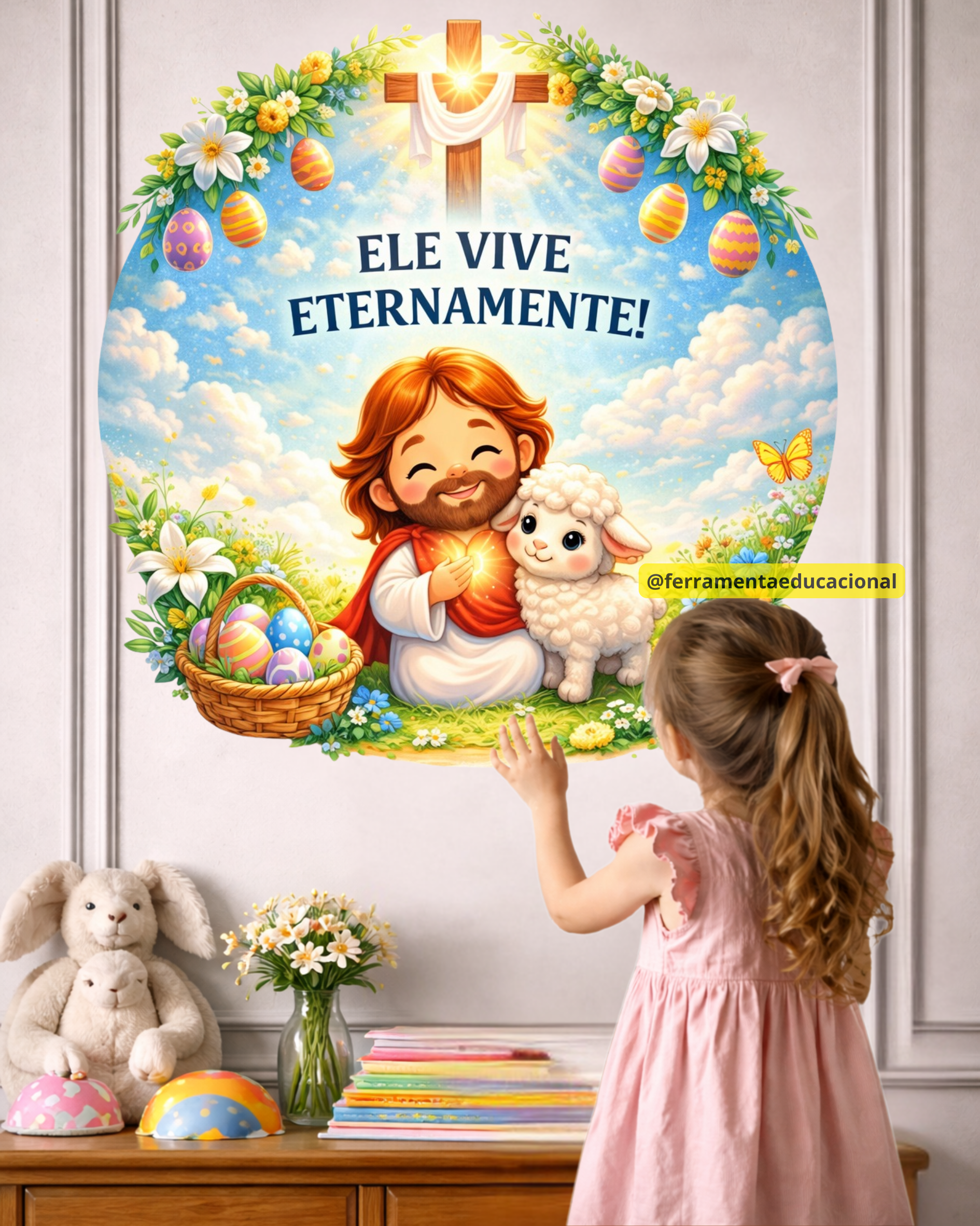 ✨ Painel redondo PÁSCOA CRISTÃ ✨ 🐑💛