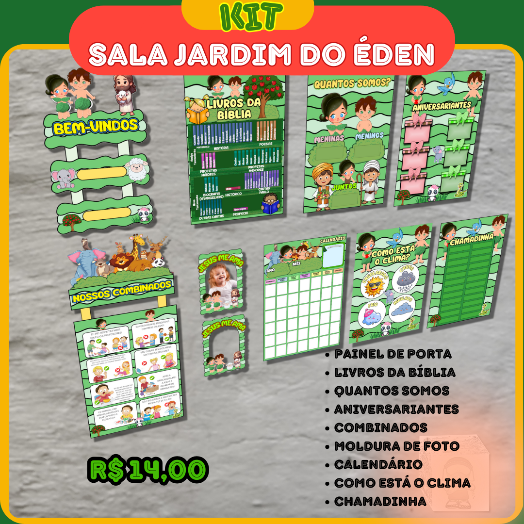 Kit Sala Jardim do Éden – Decoração Completa para sua Sala Ministério Infantil!