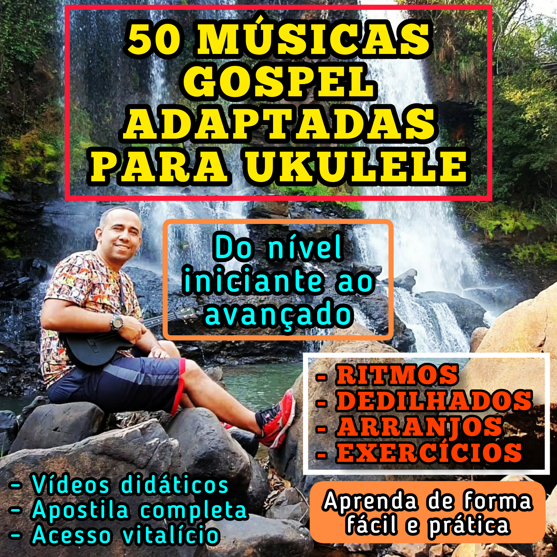Imagem de capa para o Curso online CURSO 50 MÚSICAS GOSPEL ADAPTADAS PARA UKULELE (todos os níveis de dificuldade)