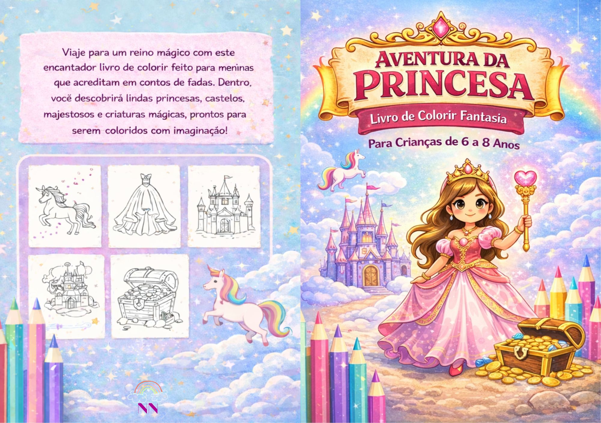 Livro de Colorir Princesas Infantil em PDF – 72 Páginas para Crianç...
