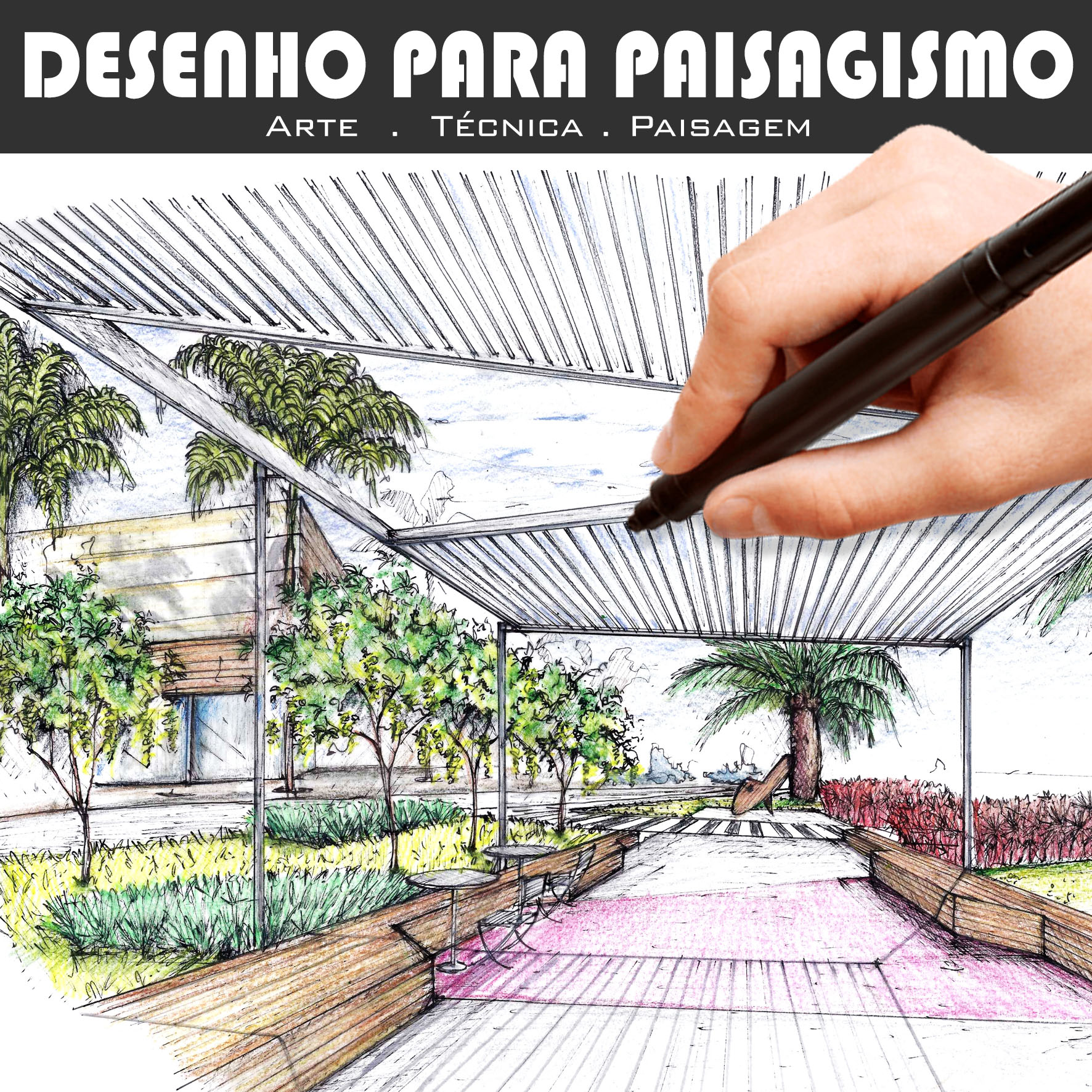 Imagem de capa para o Curso online Desenho para Paisagismo