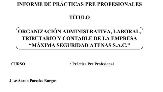 MODELO DE INFORME DE PRACTICA PRE - PROFESIONALES - AARON PAREDES