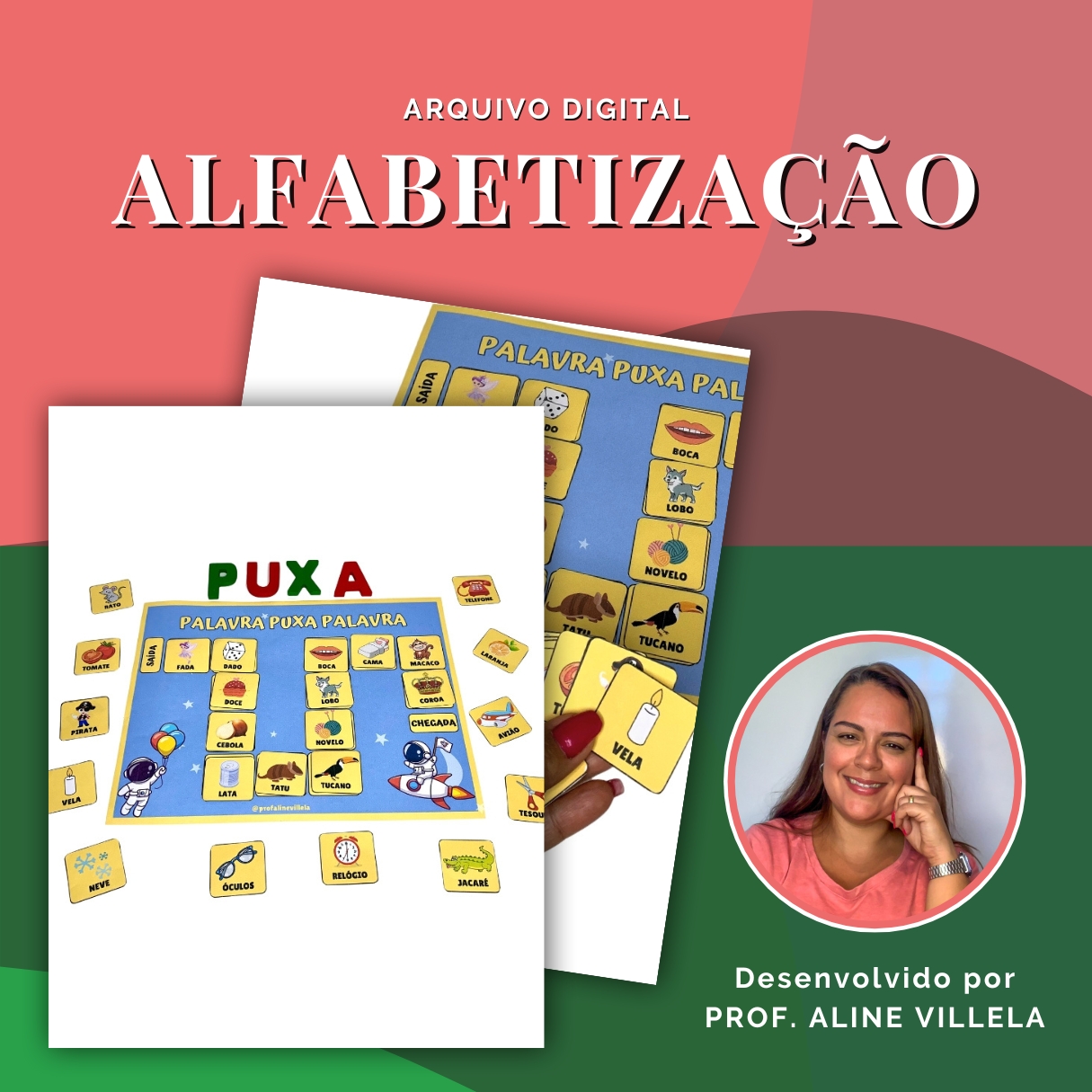 PALAVRA PUXA PALAVRA - Jogo Tabuleiro Alfabetização - Português - p...
