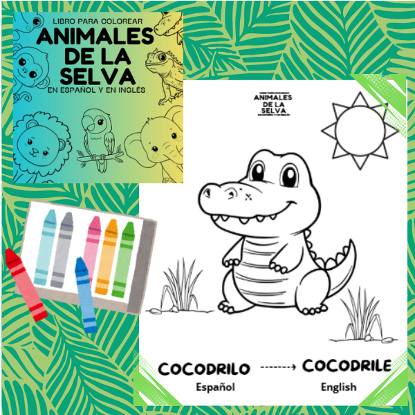 Libro para colorear animales de la selva en Español/Ingles | Hotmart