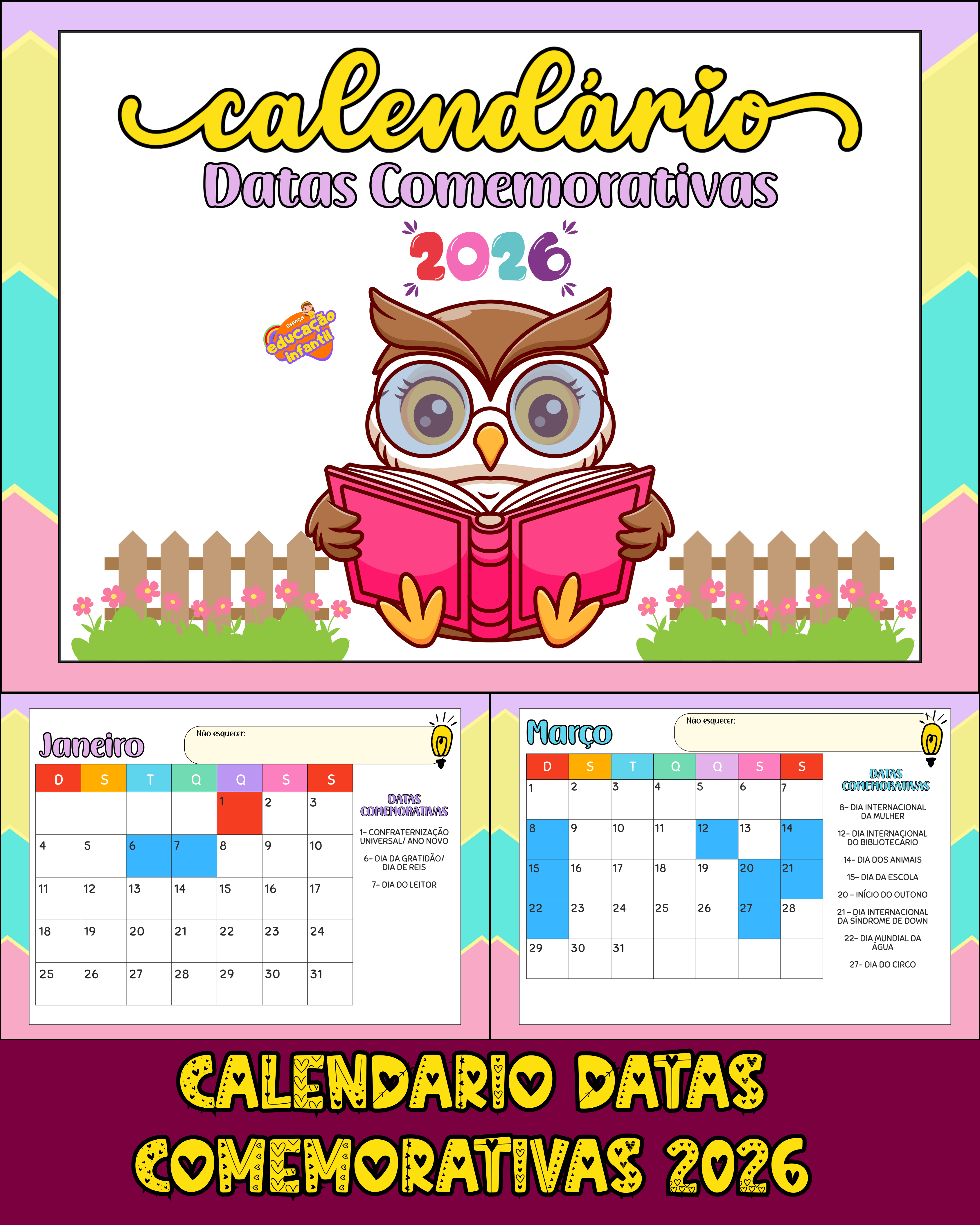 Calendário de Datas Comemorativas de 2026🦉 - ESPAÇO VENDAS DE MATE...