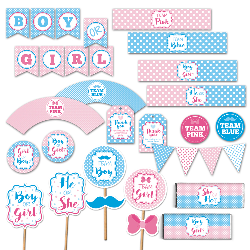 Gender Reveal Print Yourself Party Decorations PDF download, Printable ...