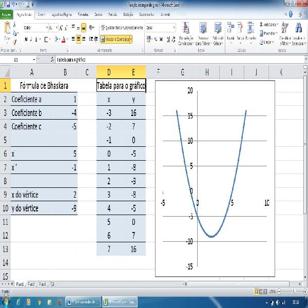 Excel nas aulas de Matemática