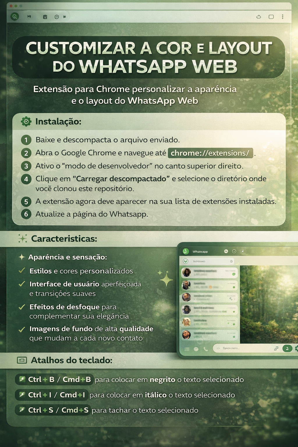 Personalização Visual do WhatsApp Web – Extensão de Estilo para Chr...