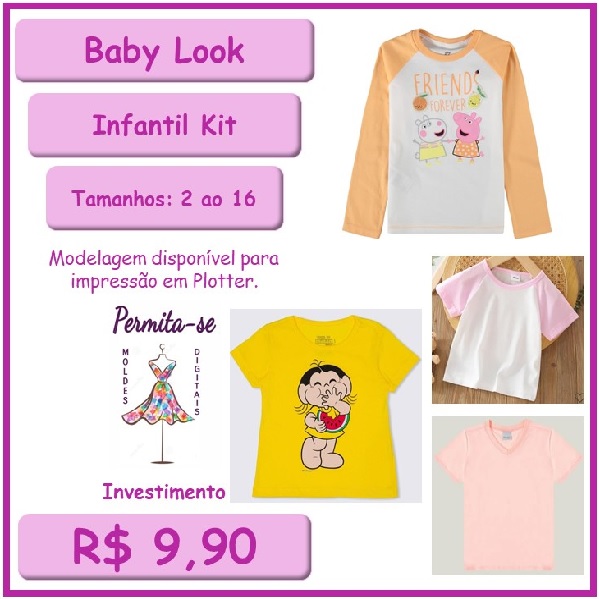 Molde Baby Look Infantil (2 ao 16) - Permita-se Moldes Digitais, po...