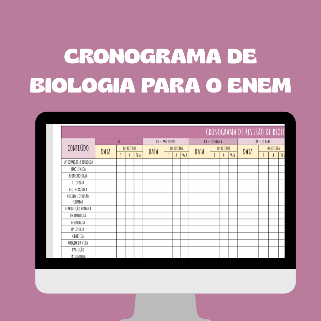 CRONOGRAMA DE ESTUDOS PARA BIOLOGIA NO ENEM - Rebeca Cabral | Hotmart