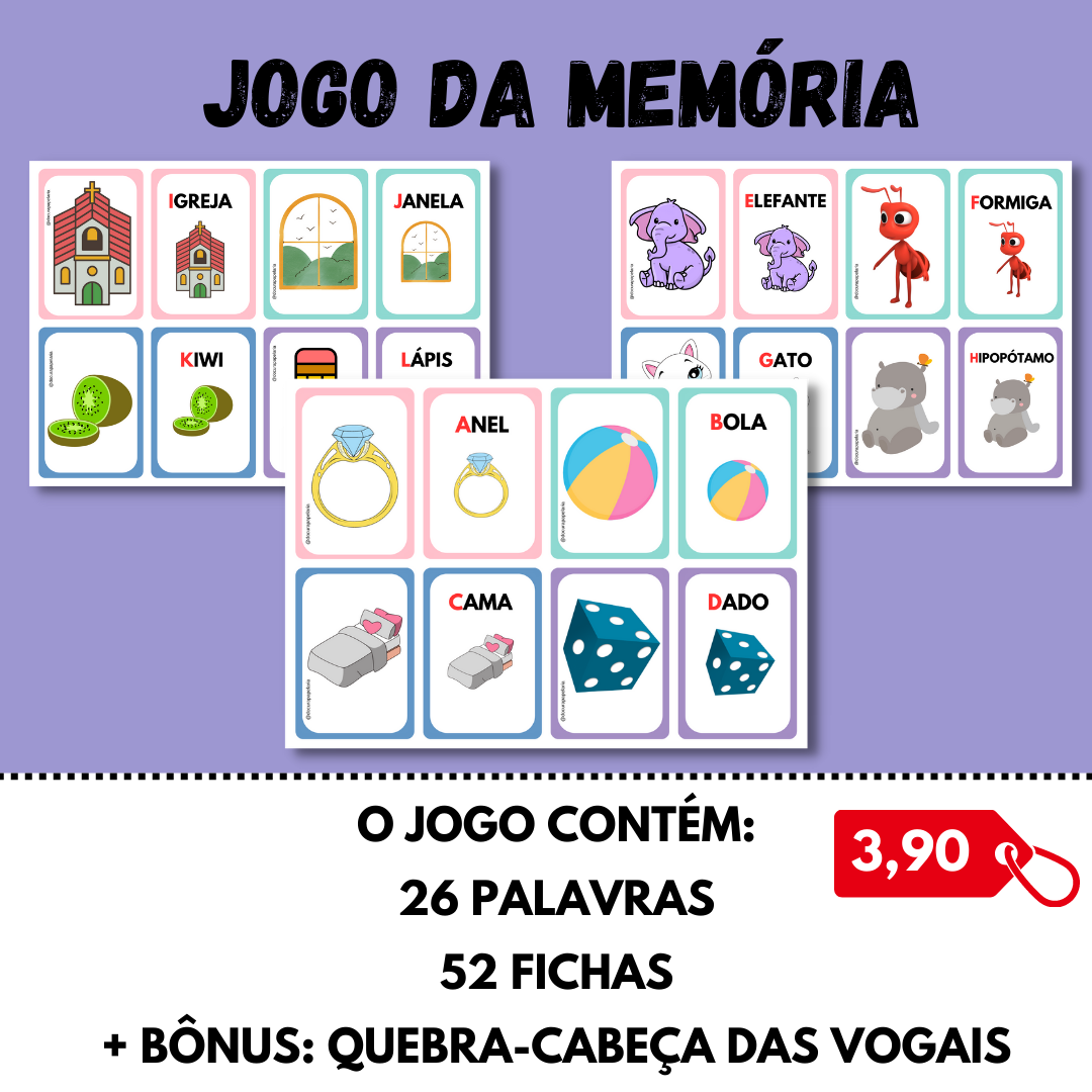 🔠 Jogo da Memória do Alfabeto + Bônus