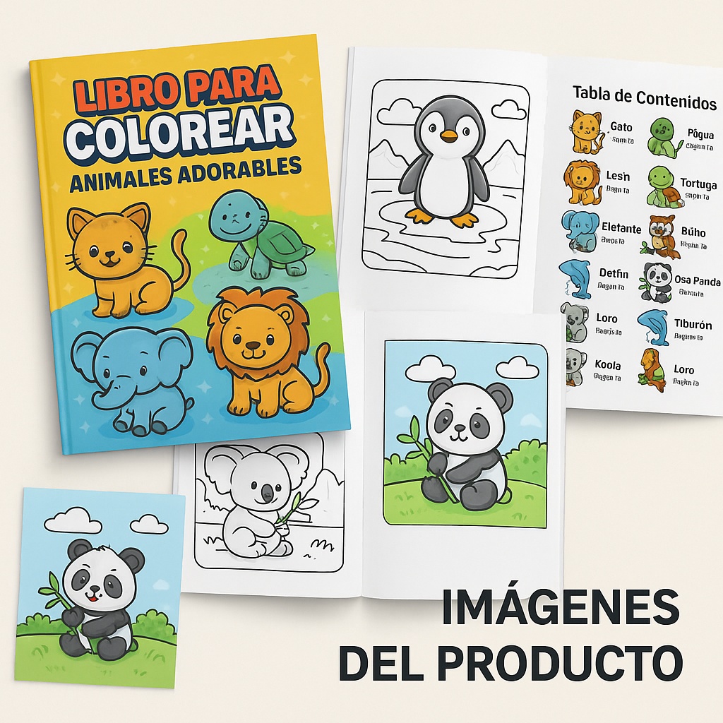Libro para Colorear Animales Adorables - Ericka Aguilar | Hotmart