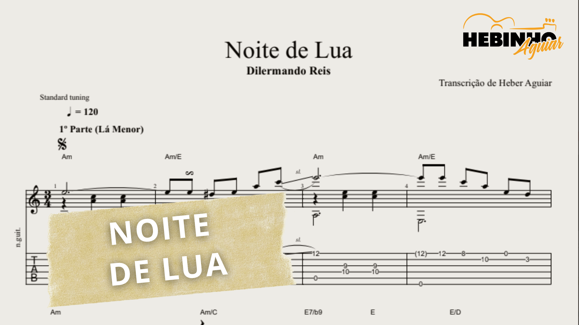 Noite de Lua - Dilermando Reis - Violão | Tablatura | Partitura