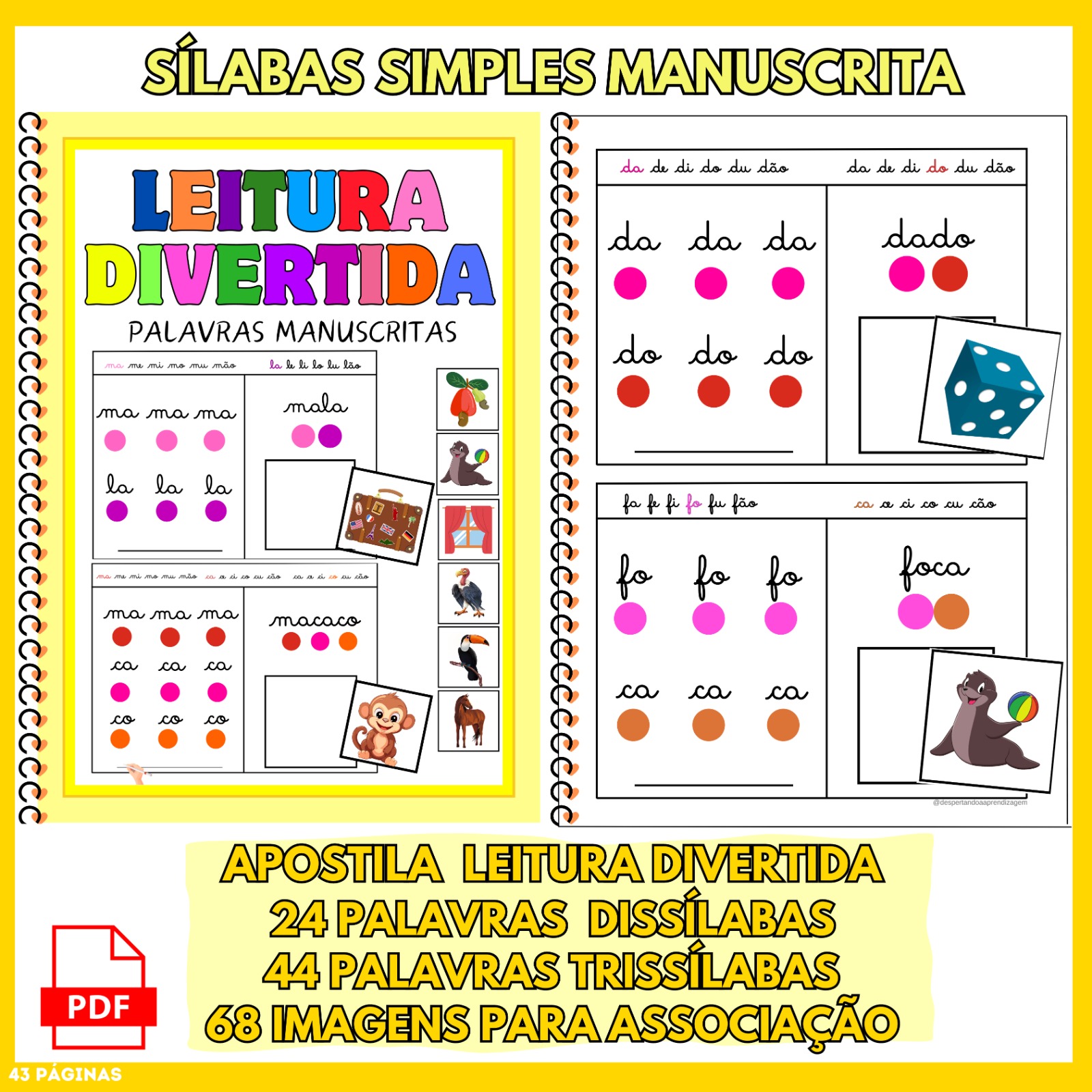 APOSTILA LEITURA DIVERTIDA SÍLABAS MANUSCRITAS
