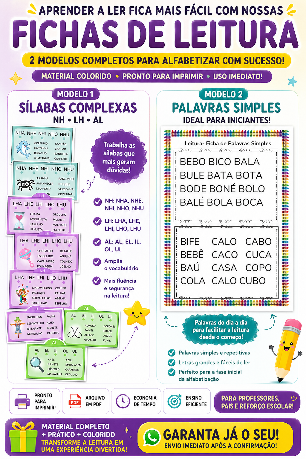 Fichas de Leitura: Desenvolvendo Habilidades de Alfabetização com S...