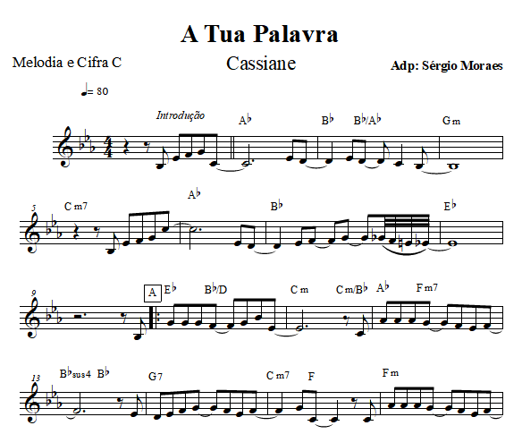 Partitura de A Tua Palavra - Cassiane - Sérgio Moraes | Hotmart