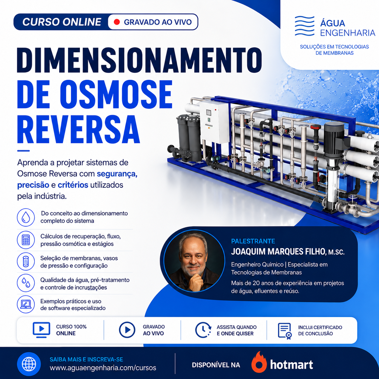 Capa do curso Dimensionamento de Osmose Reversa
