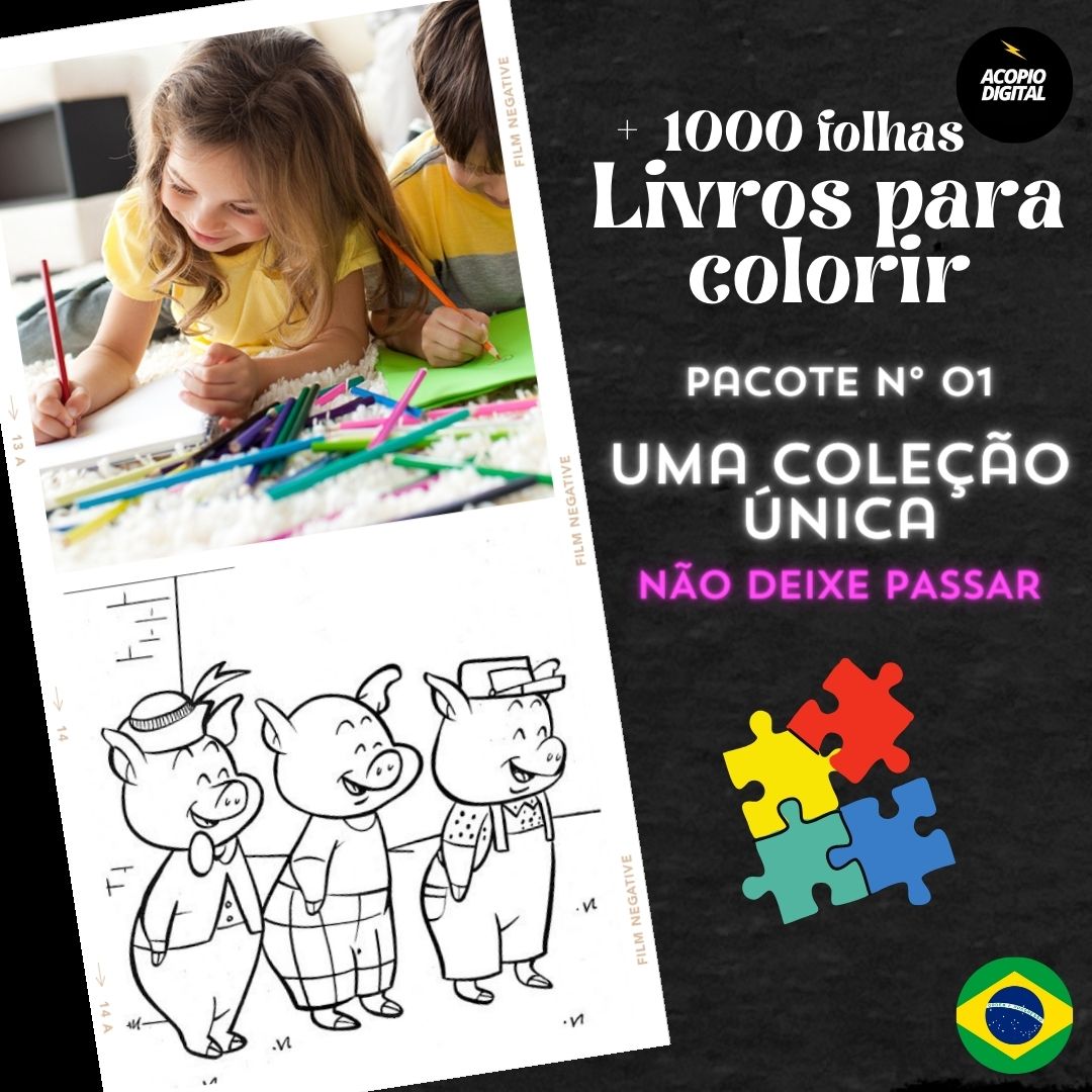 Histórias infantis para colorir | Mais de 1000 páginas em 11 PDFs e...