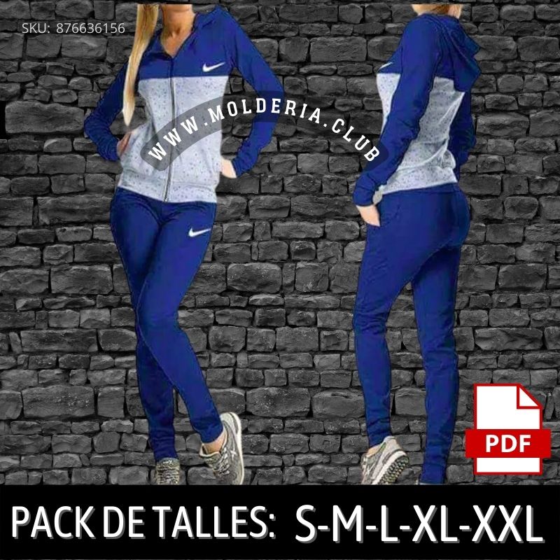 Patrón de Costura de Conjunto Deportivo - Molde Profesional de Hoodie + Jogger para Mujer