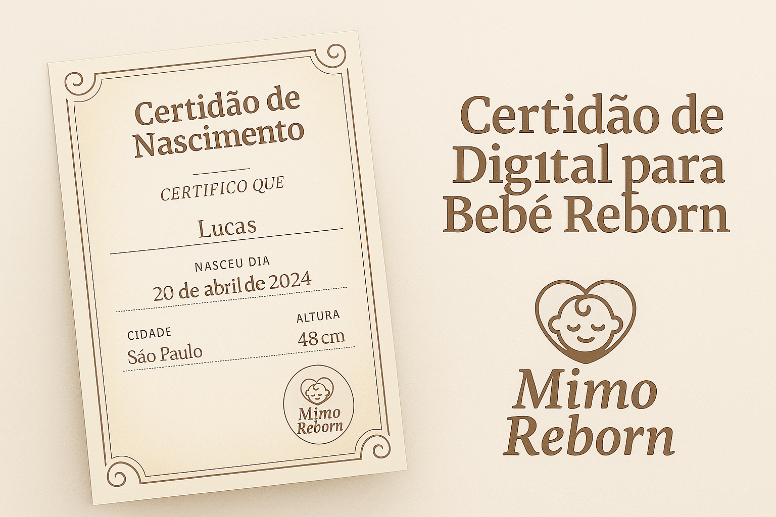 Certidão de Nascimento Digital para Bebê Reborn(feito sob medida)