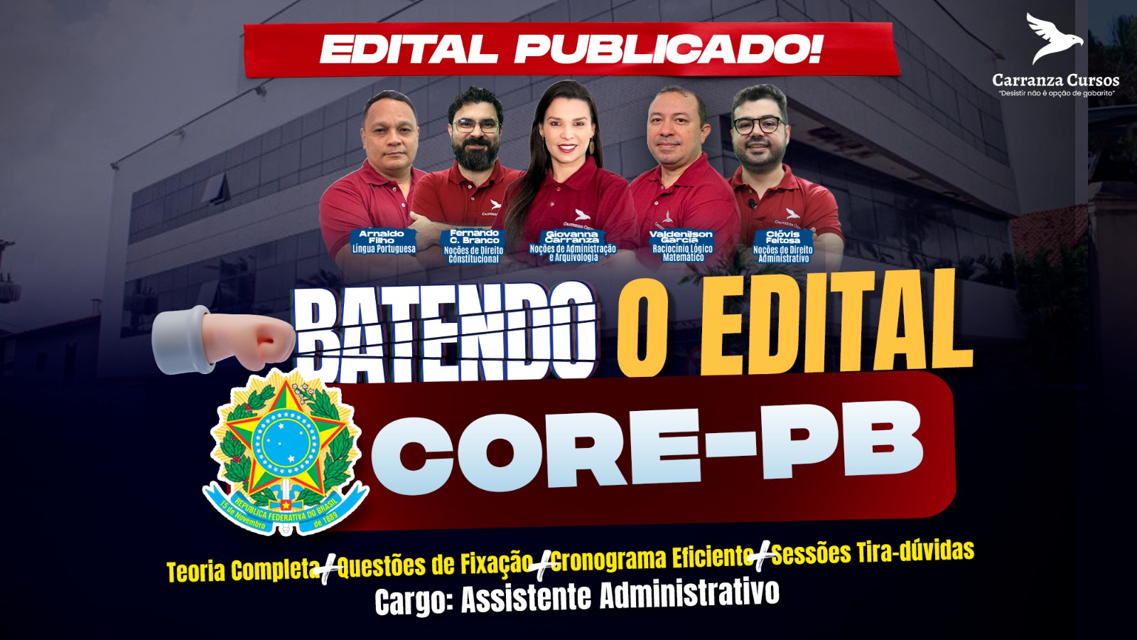 Imagem de capa para o Curso online CORE-PB - Assistente Administrativo - Batendo o Edital 